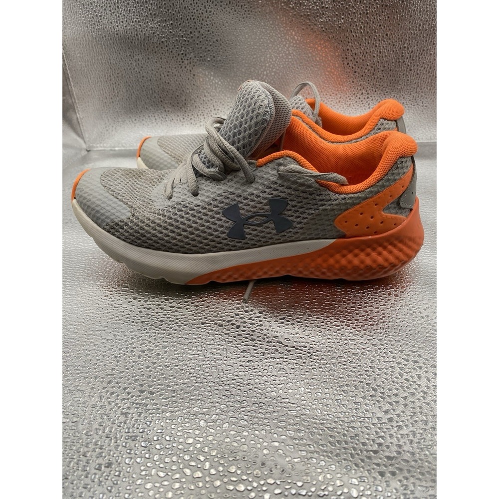 Under Armour Charged Rogue Kids Gray Orange Athletic Shoes Lace Up US 4Y - Picture 2 of 6